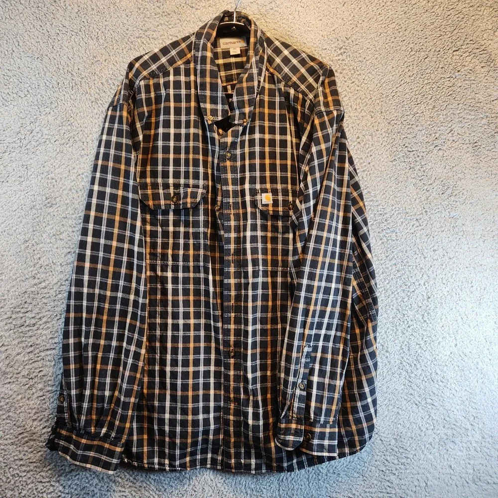 Carhartt Shirt‎ Mens 3XL Multicolor Relaxed Fit Plaid Cotton Pockets Button Down